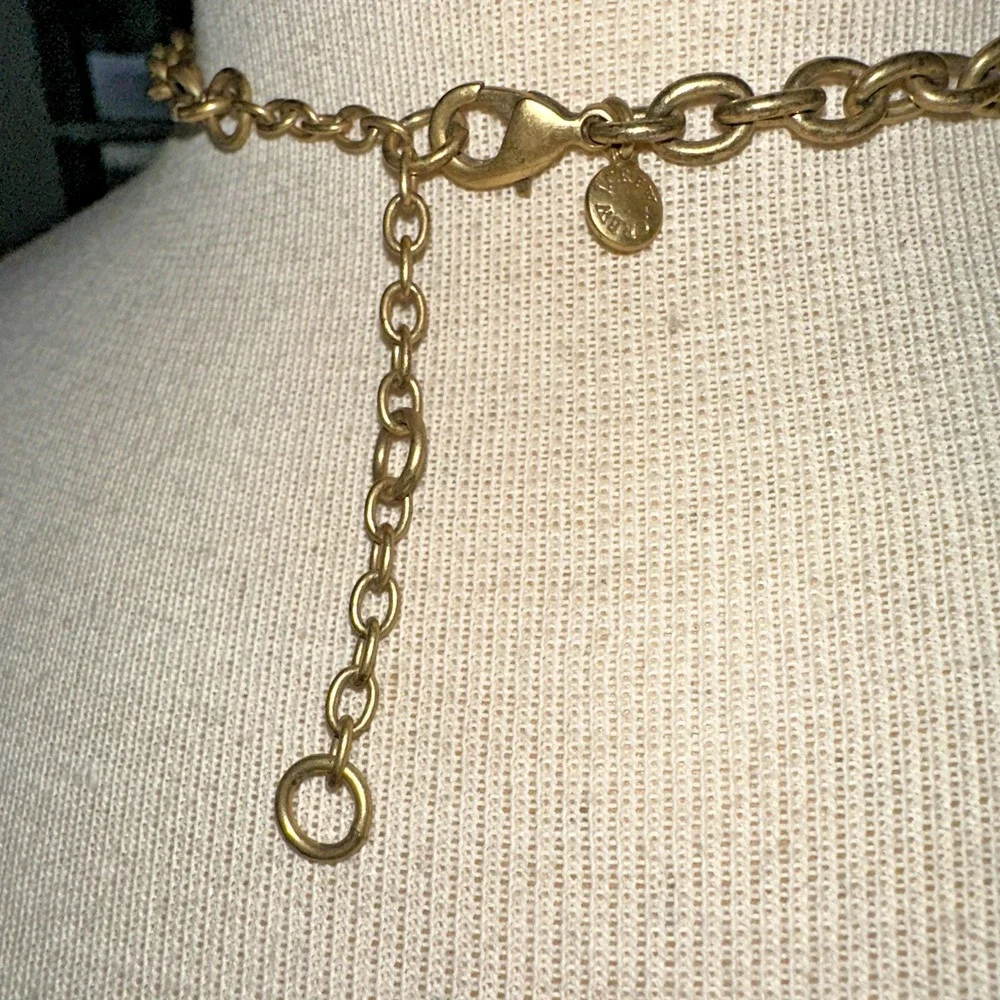 J.Crew Statement Necklace Women OS Yellow Green Gold Bib Cluster Crystal